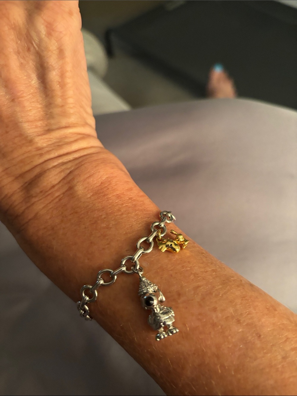 kate spade Snoopy Silver Chain Bracelet with Gold and Silver Charms - Picture 4 of 5